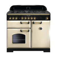 Rangemaster 115550 (CDL100DFFCR/B) CLASSIC DELUXE 100cm Dual Fuel Cooker,  Cream Brass
