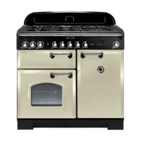 Rangemaster CDL100DFFCR/C CLASSIC DELUXE 100cm Dual Fuel Cooker,  Cream,  Chrome Trim