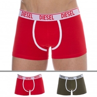 Diesel 2-Pack Contrast Cotton Boxer Briefs - Red - Khaki M