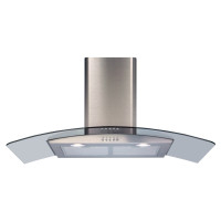 ECP92SS 900mm Wide Curved Glass Cooker Extractor Hood in Stainless Steel
