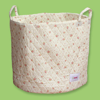 Minene Large Storage Basket with Cream and Pink Floral