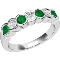 A stylish Round Brilliant Cut emerald & diamond eternity ring in 18ct white gold