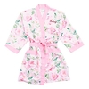 Women's Personalised Embroidered Floral Satin Robe with Pockets - Light Pink - Small / Medium
