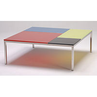 Multi Coloured Coffee Table with Brushed Nickel Metal Legs
