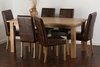 Solid Oak 6ft x 3ft Dining Table + 6 Brown Stitch Back Leather Chairs