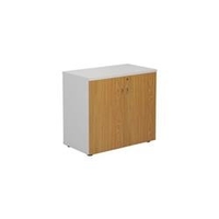 Allegro Desk High White Cupboard With Oak Doors - Oak - TES745CPWHOK