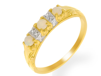 9ct Yellow Gold 0.16ct Opal & Diamond Ring Size: M