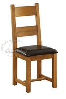 Vancouver Oak Dining Chairs with Chocolate Leather Seat - Pair