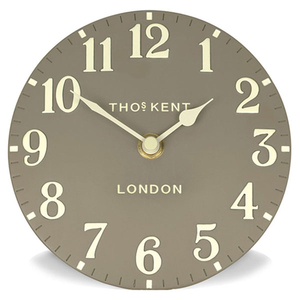 Thomas Kent Arabic Taupe Mantel Clock - 6 Inch