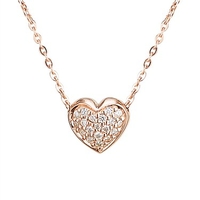 Argento Rose Gold Pave Heart Necklace