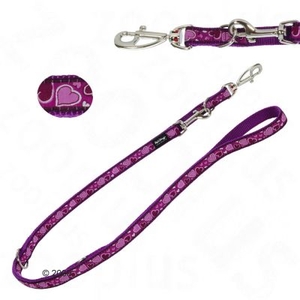 Red Dingo Adjustable Dog Lead Breezy Love Purple - 1.8 cm wide 200 cm long