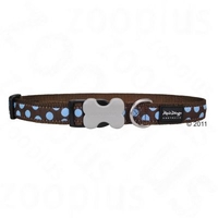 Red Dingo Dog Collar brown with blue spots - Size M 30 - 45 cm neck circumferenc