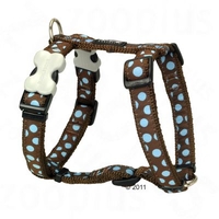 Red Dingo Dog Harness brown with blue spots - Size S 30 - 44 cm chest circumfere