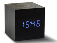 Cube Black Click Clock LED Blue