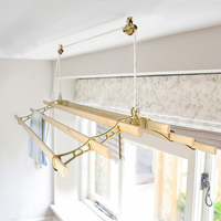 Brass Six Lath Victorian Kitchen Maidandreg; Pulley Clothes Airer