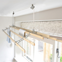 Chrome Six Lath Victorian Kitchen Maidandreg; Pulley Clothes Airer