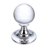 Clear Glass Ball Door Knobs on Plain Polished Chrome Roses