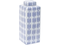 Bilton Blue and White Square Ceramic Jar - Large