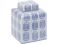 Bilton Blue and White Square Ceramic Jar - Small