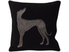 Black Cushion with Greyhound Motif