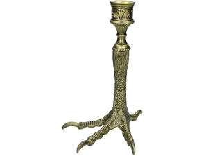 Crane Foot Antique Brass Candlestick - Large