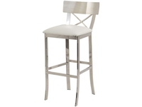 Hampton Stainless Steel Barstool with White Faux Leather Seat