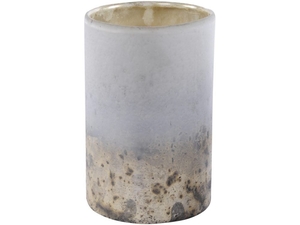 Hannah Burnished Silver Glass Round Hurricane Lamp
