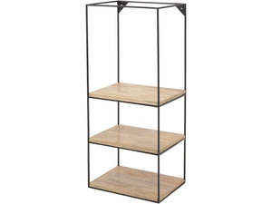 Hoxton Black Metal and Wood Wall Shelf Unit - Large