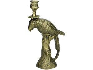 Macaw Antique Brass Candlestick