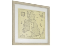 Map of The British Isles with Antiqued Taupe Frame