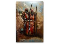 Masai Warriors Metal Relief Wall Art