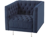 Mayfair Blue Velvet Cube Upholstered Chair