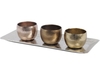 Medallion Round Metal Votive Holders on Tray