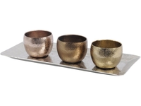 Medallion Round Metal Votive Holders on Tray
