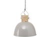 Merle Grey Metal and Wood Pendant Light - Large