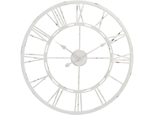 Metal Skeleton Clock in Antique White