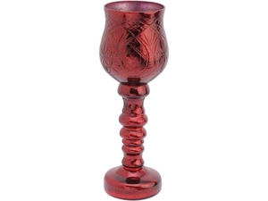 Mirabel Etched Red Glass Goblet Hurricane Lamp