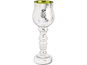 Mirabel Etched Silver and Green Glass Goblet Hurricane Lamp