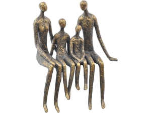 Sitting Family Shelf Sculpture in Bronze Finish