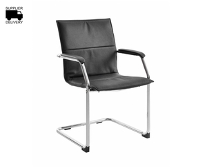 Essen Leather Faced Conference Chair Cantilever Frame Chrome,  Chrome