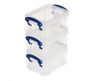 Really Useful Box 0.3 Litres Pack of 3 Assorted,  Clear