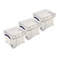 Really Useful Storage Box 35 Litre XL Pack of 3,  Clear