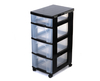 Really Useful Storage Unit 3 x 12 Litre and 1 x 7 Litre Drawer,  Black/Clear