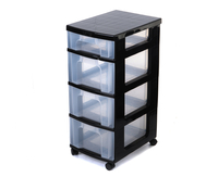 Really Useful Storage Unit 3 x 12 Litre and 1 x 7 Litre Drawer,  Black/Clear