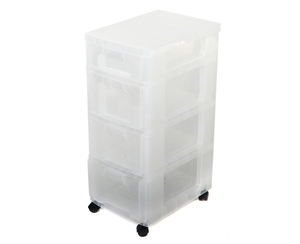Really Useful Storage Unit 3 x 12 Litre and 1 x 7 Litre Drawer,  Clear