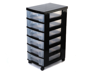 Really Useful Storage Unit 6 x 7 Litre Drawer,  Black/Clear