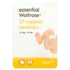 essential Waitrose nappies,  size 1,  newborn,  2-5kg