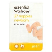 essential Waitrose nappies,  size 1,  newborn,  2-5kg
