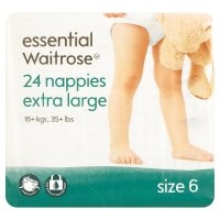 essential Waitrose nappies,  size 6,  large,  16+kg