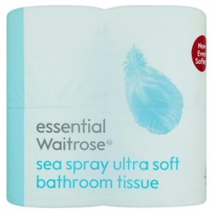 essential Waitrose ultra-soft bathroom tissue - 4 rolls,  seaspray